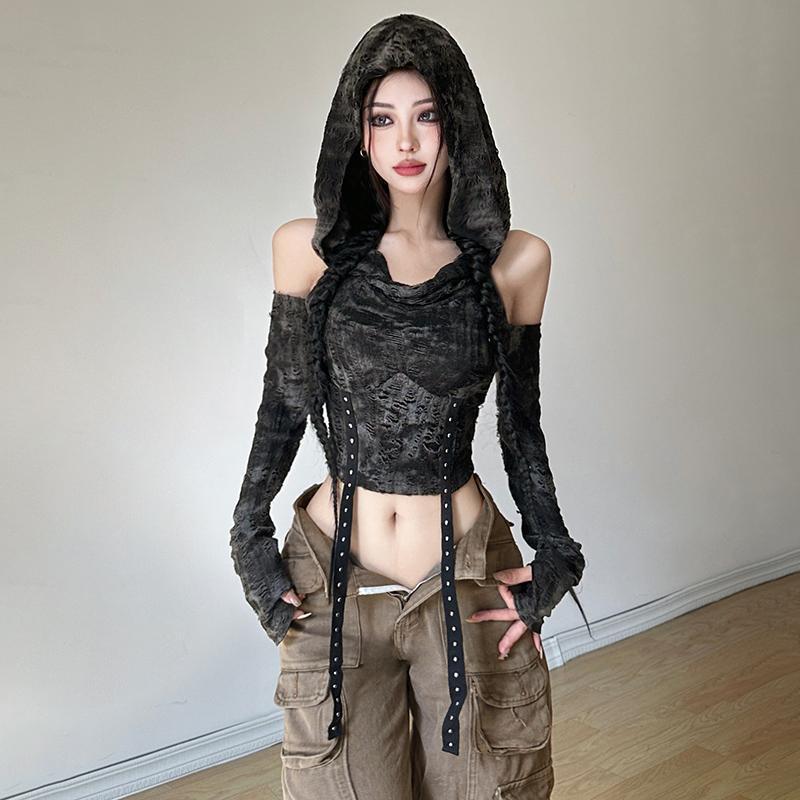 Off Shoulder Hoodie Long Sleev - Winter Clothing For Women ulasan dan harga