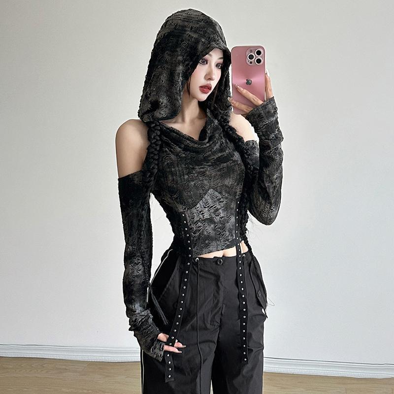 Off Shoulder Hoodie Long Sleev - Winter Clothing For Women ulasan dan harga